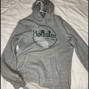 Hollister hoodie gray with green/white detail